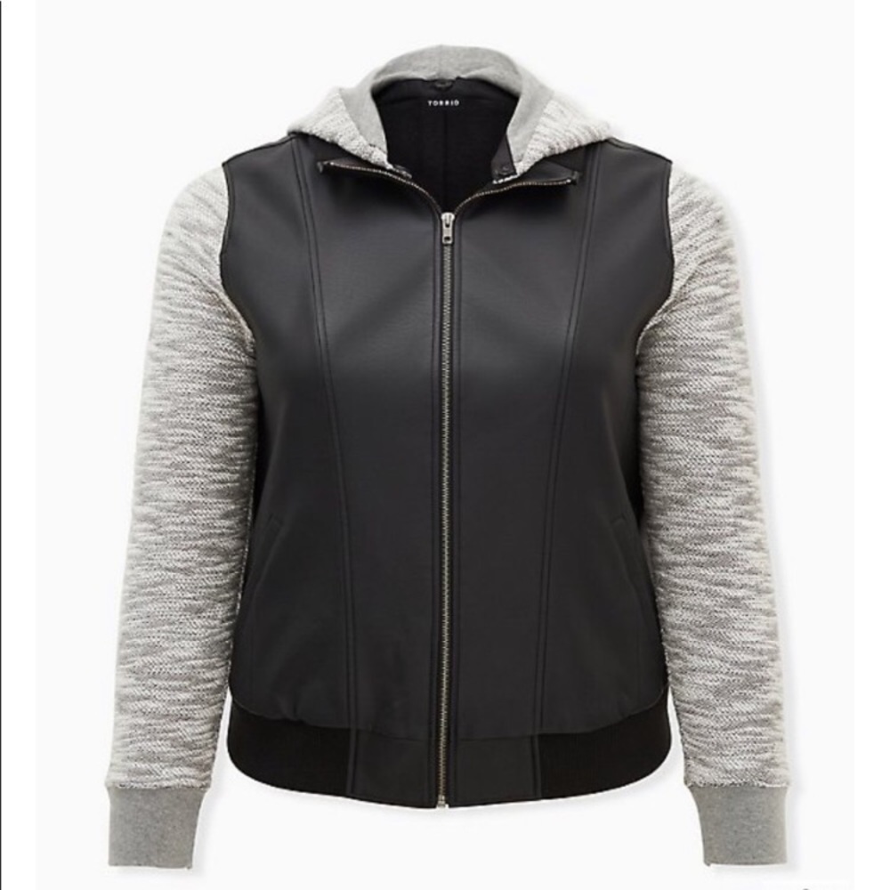 Torrid mixed media faux leather jacket coat 1X 14/16 plus size NWT - Picture 11 of 11